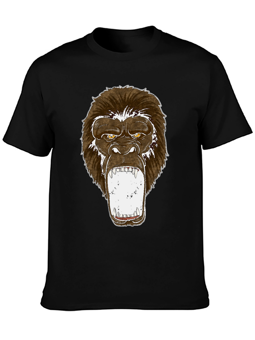 Graphic Tee - Roaring Gorilla Print Black T-Shirt