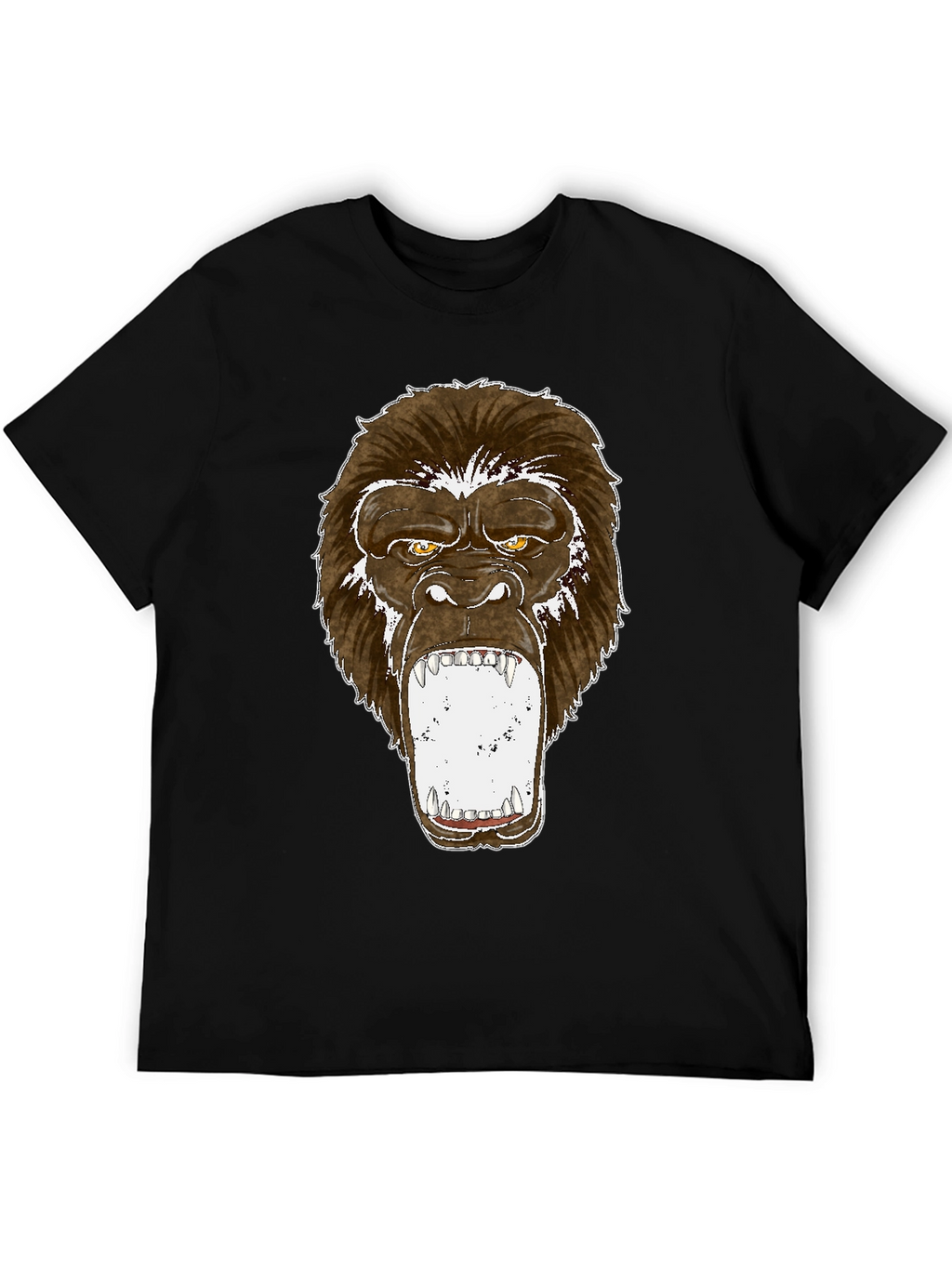 Graphic Tee - Roaring Gorilla Print Black T-Shirt