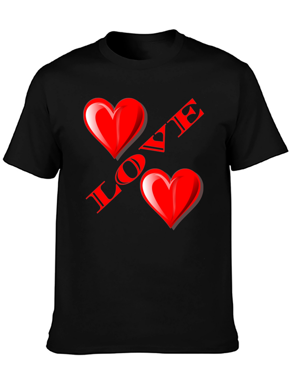 Love Heart Graphic Black T-Shirt