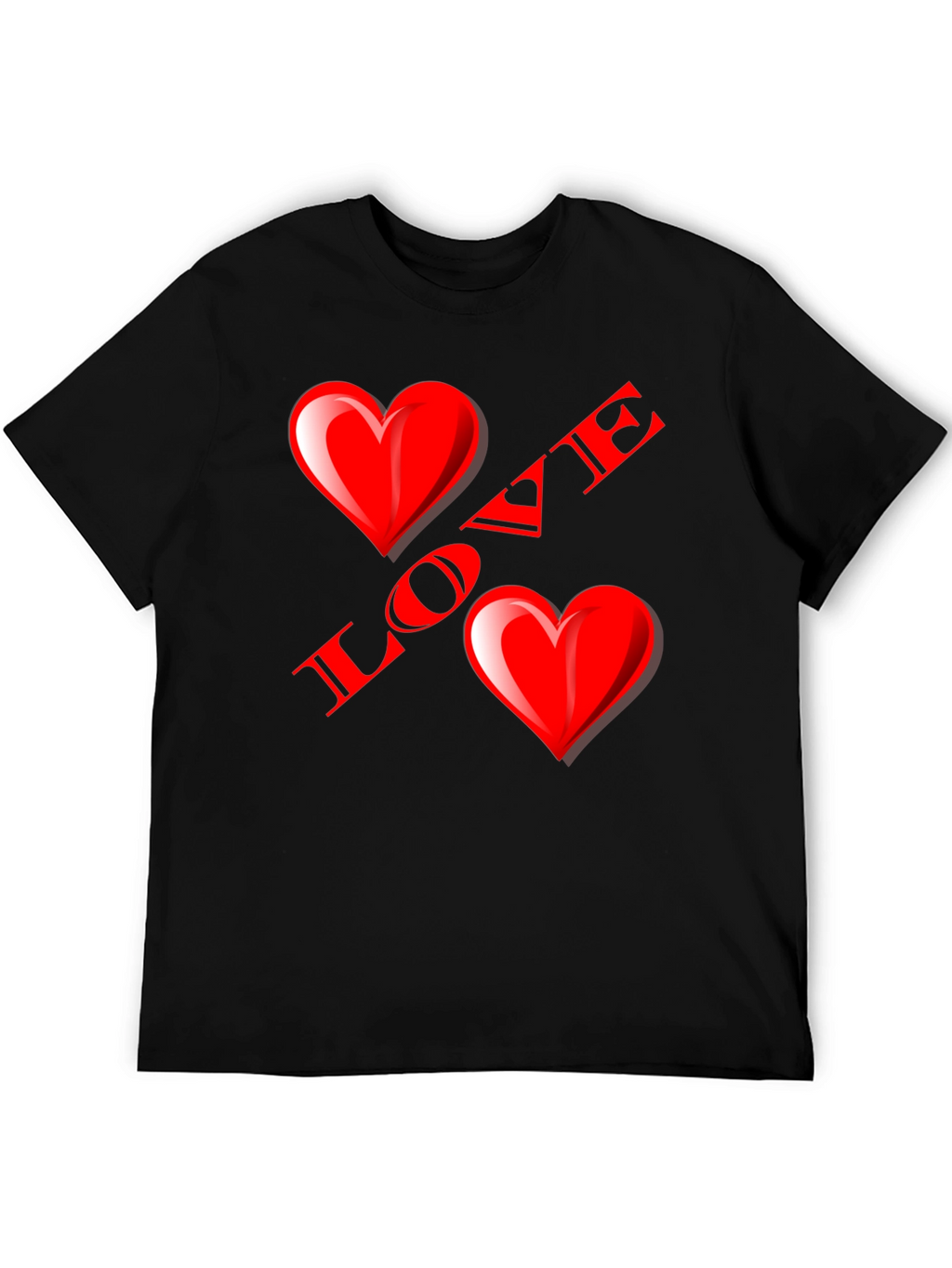 Love Heart Graphic Black T-Shirt