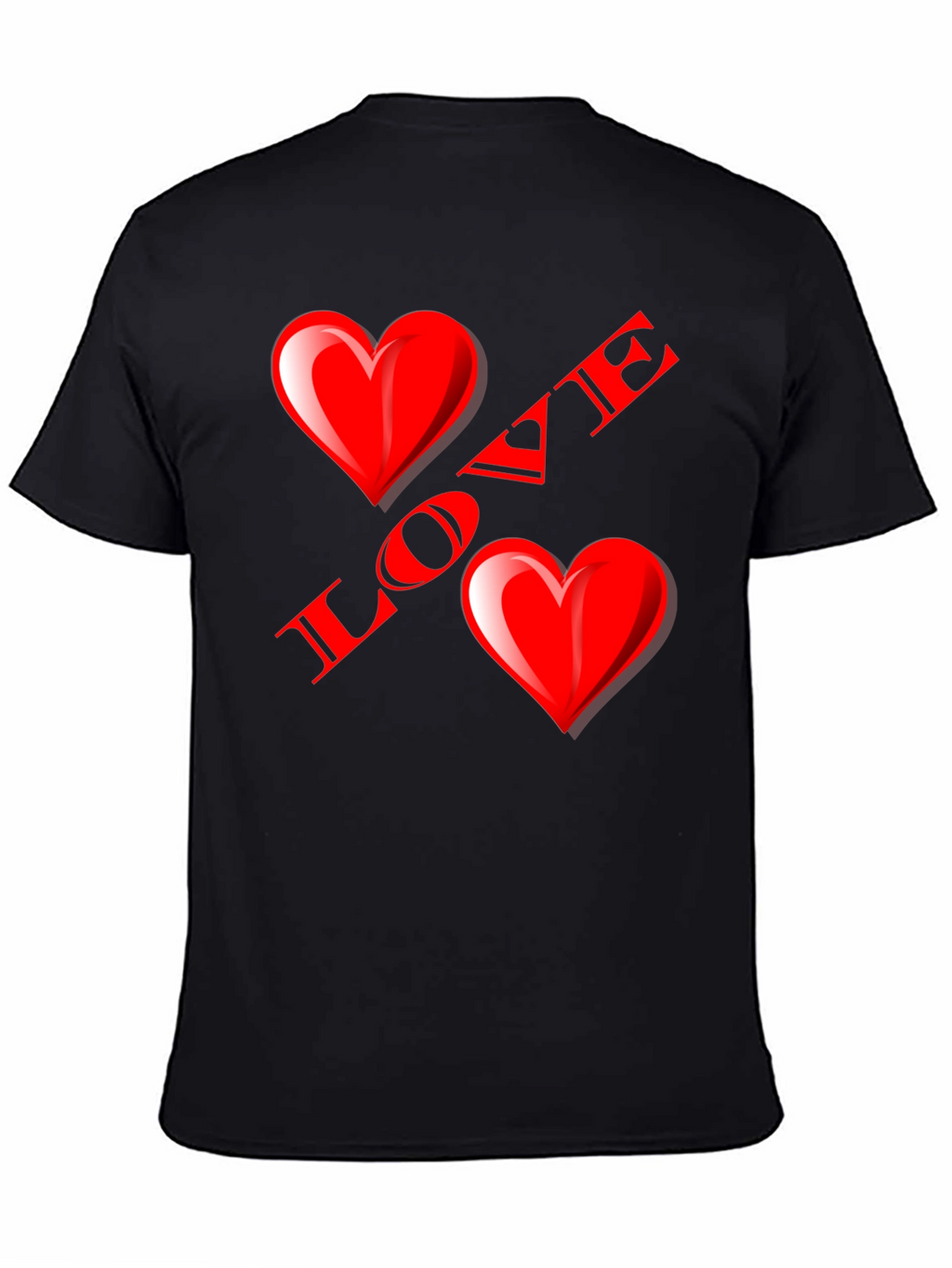 Love Heart Graphic Black T-Shirt