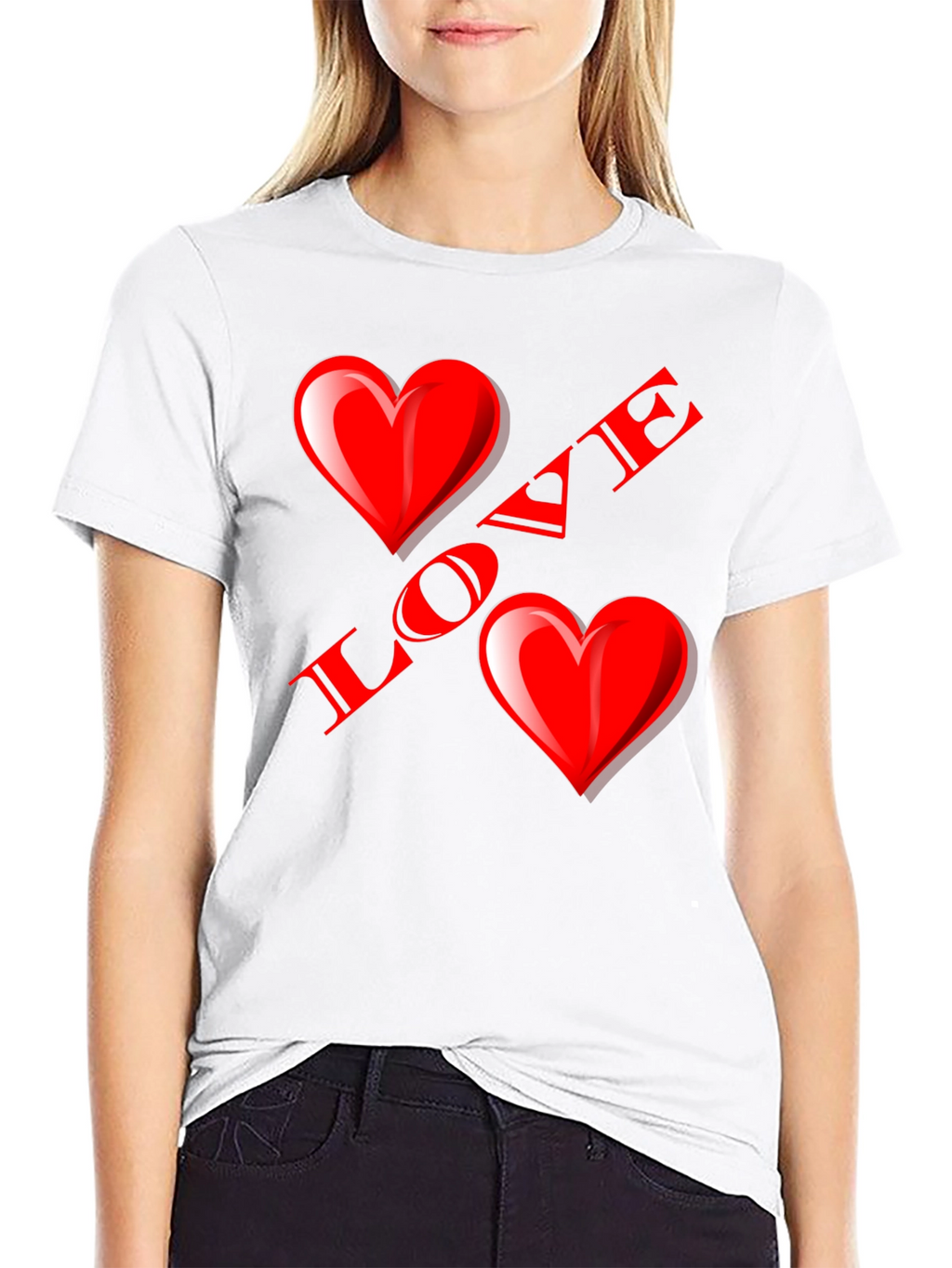 Love Heart Graphic Black T-Shirt