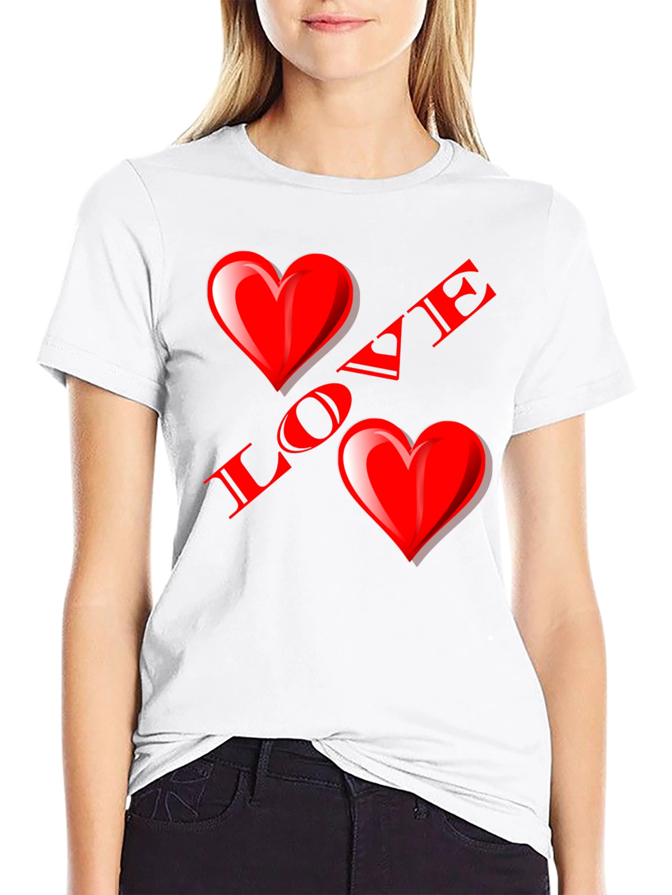 Love Heart Graphic Black T-Shirt
