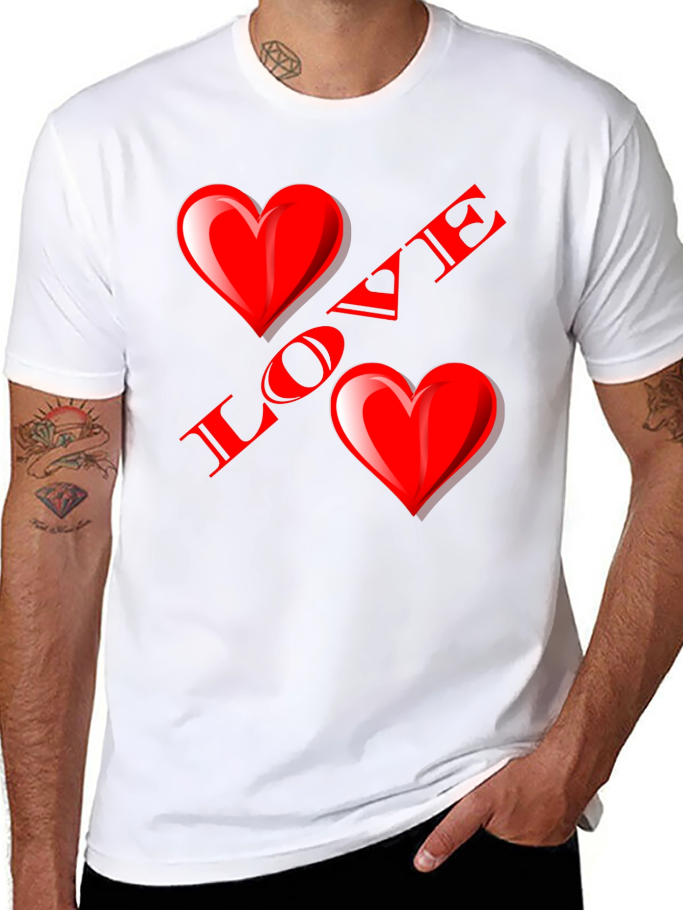 Love Heart Graphic Black T-Shirt