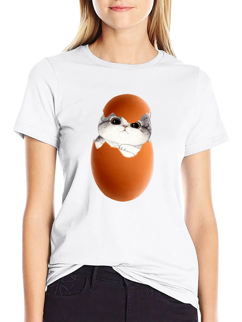 Cute Kitten in Eggshell Graphic Tee