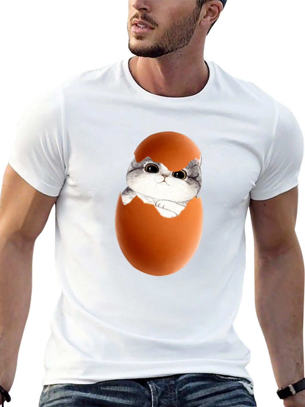 Cute Kitten in Eggshell Graphic Tee