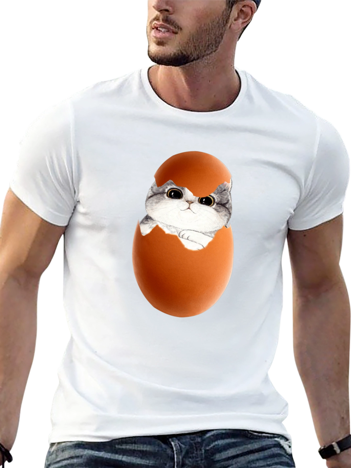 Cute Kitten in Eggshell Graphic Tee