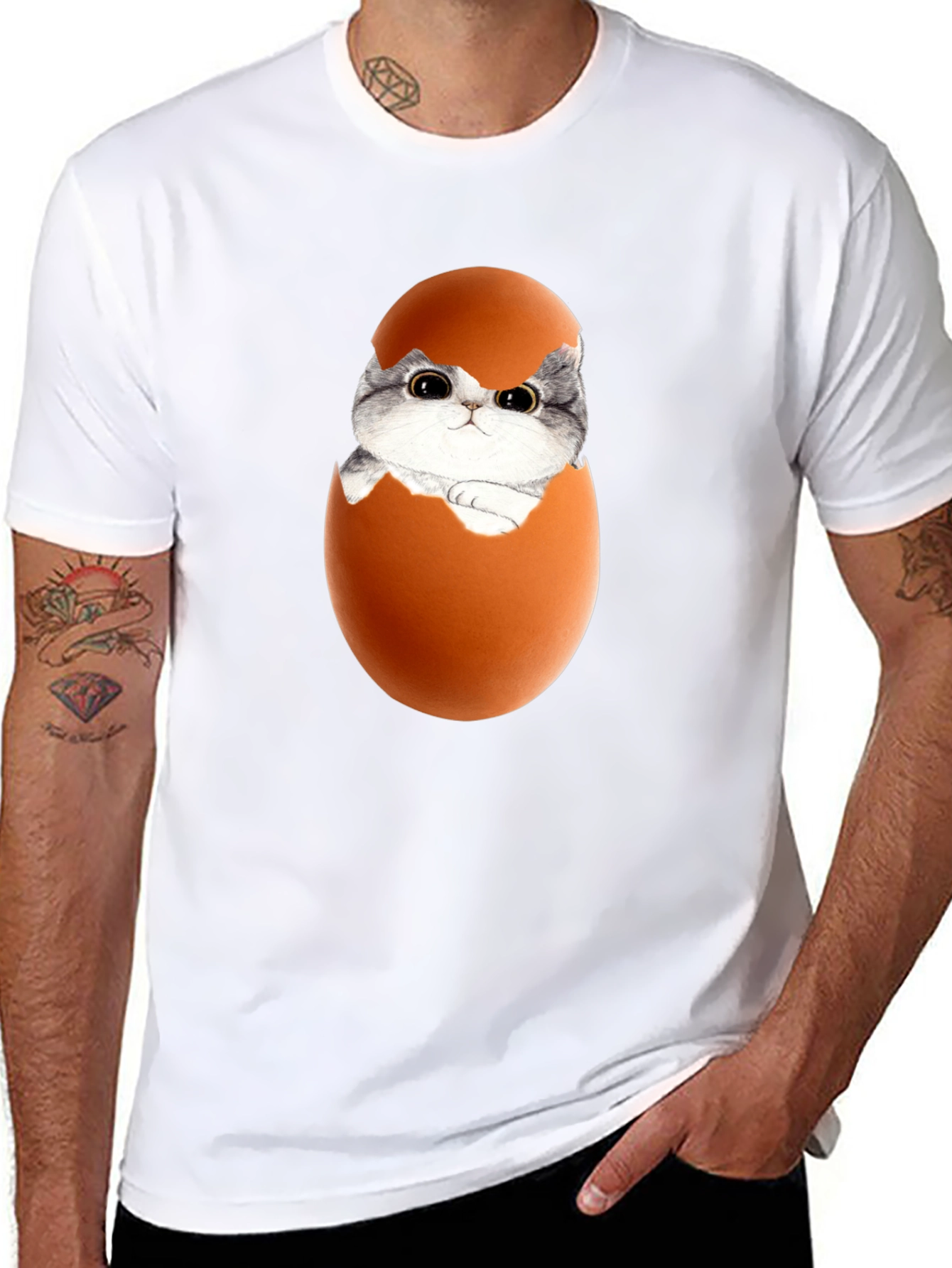 Cute Kitten in Eggshell Graphic Tee