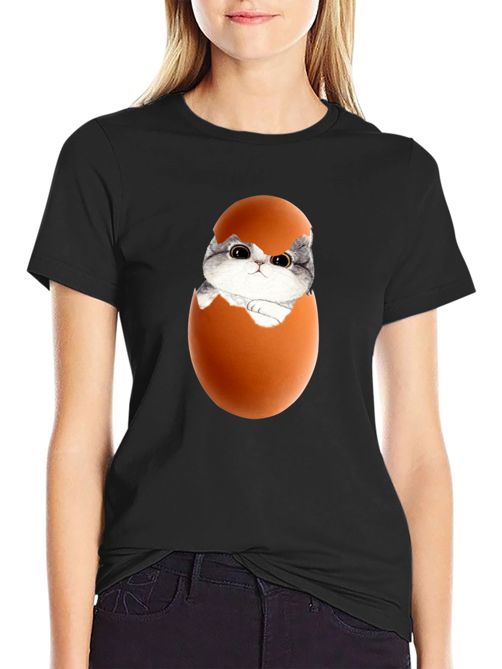 Cute Kitten in Eggshell Graphic Tee