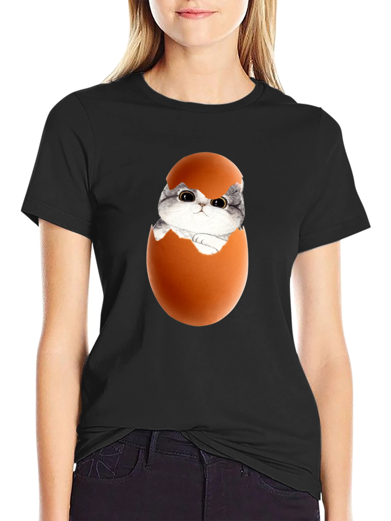Cute Kitten in Eggshell Graphic Tee