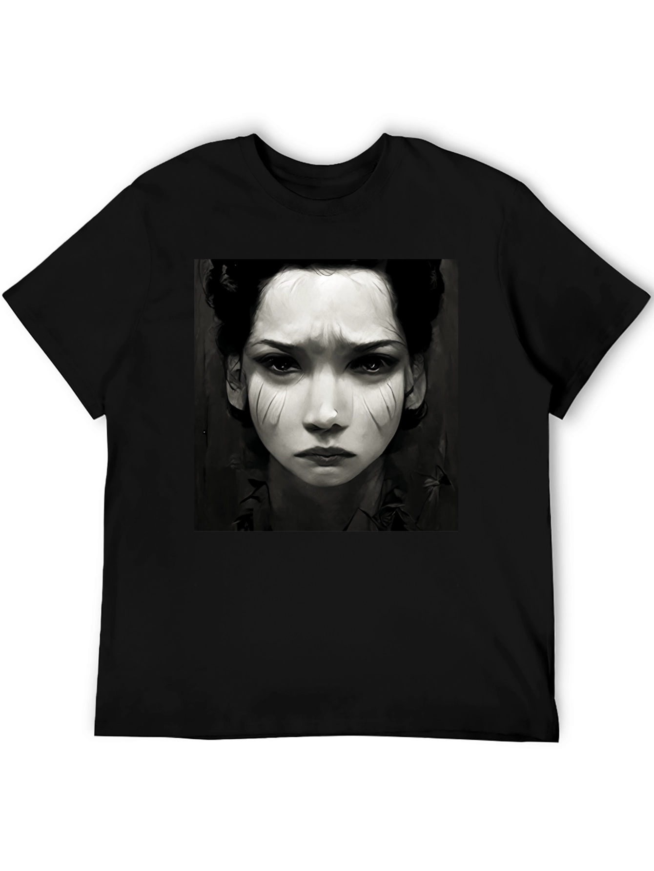 Black Graphic Tee - Woman Portrait