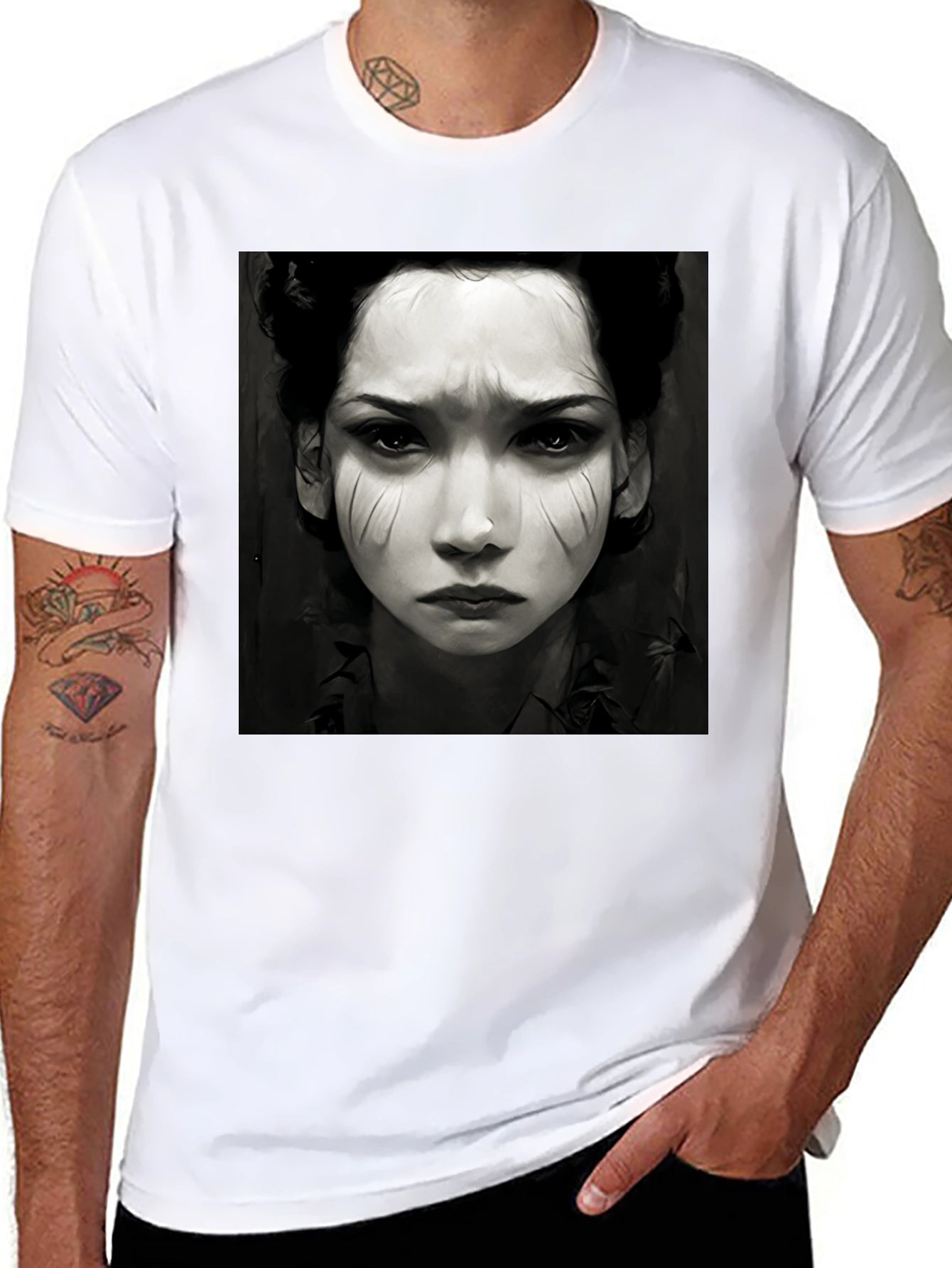 Black Graphic Tee - Woman Portrait