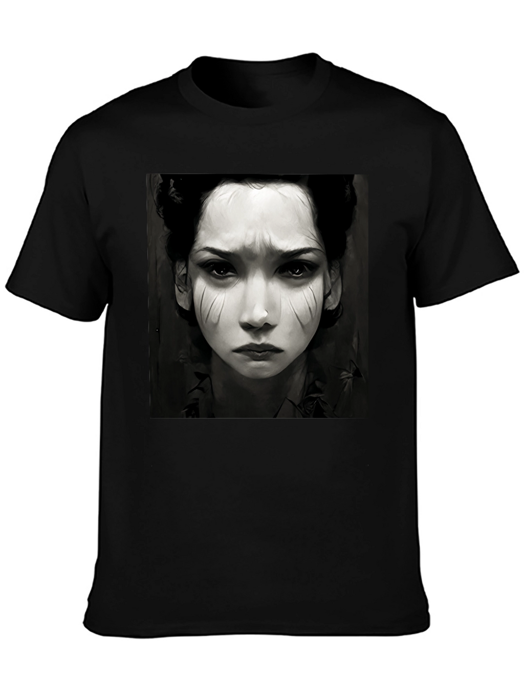 Black Graphic Tee - Woman Portrait