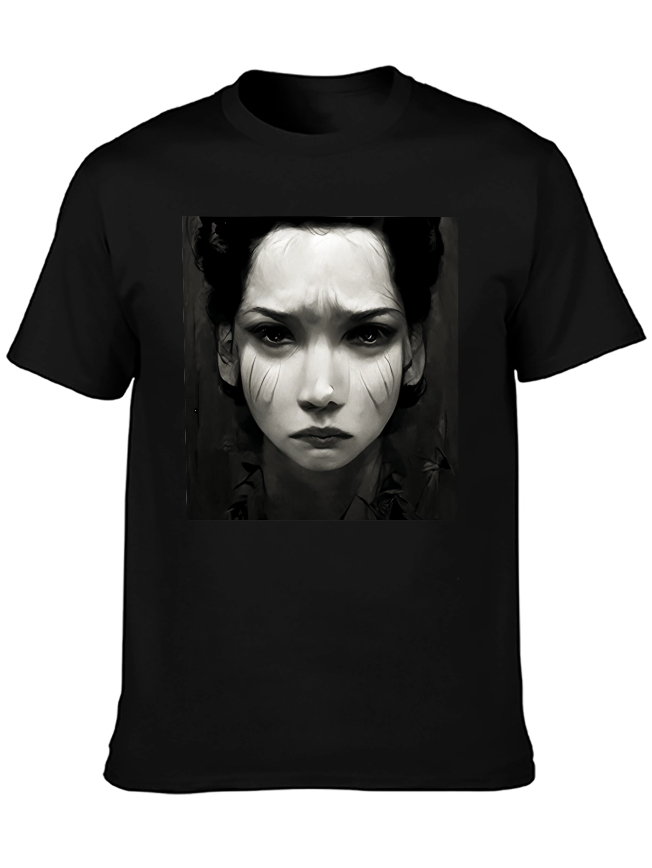 Black Graphic Tee - Woman Portrait