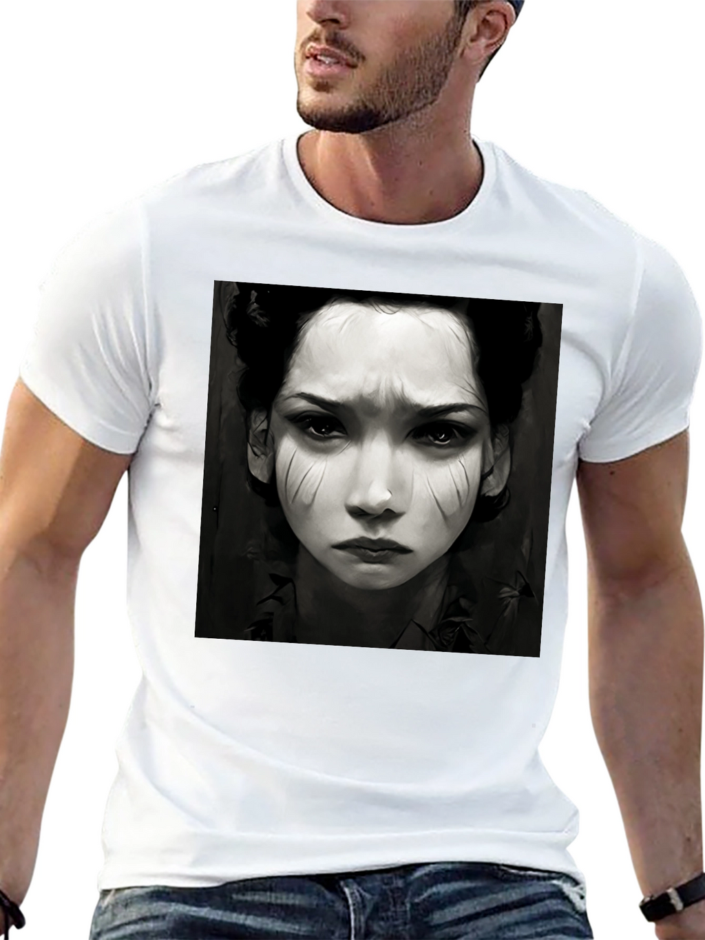 Black Graphic Tee - Woman Portrait