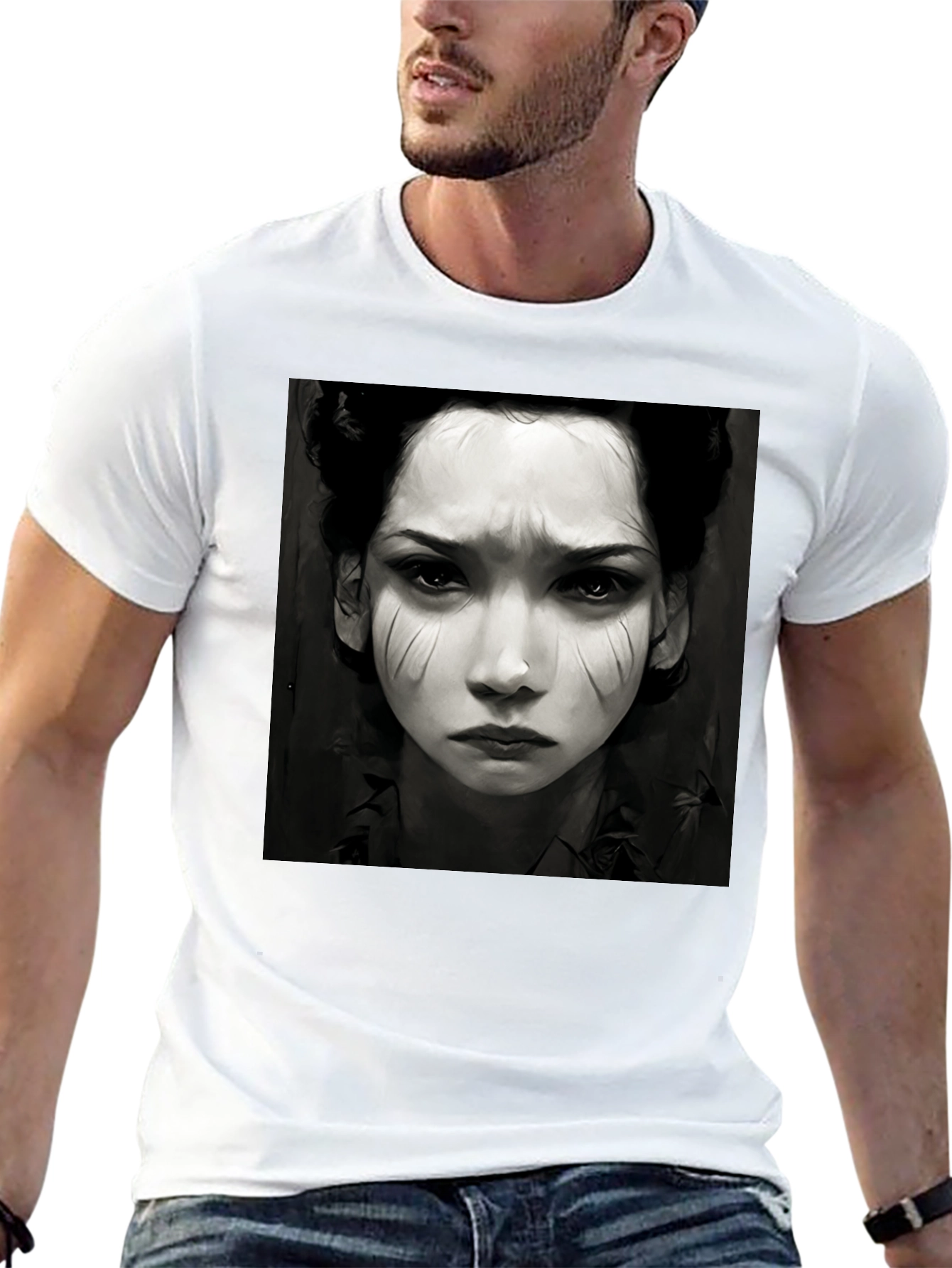Black Graphic Tee - Woman Portrait