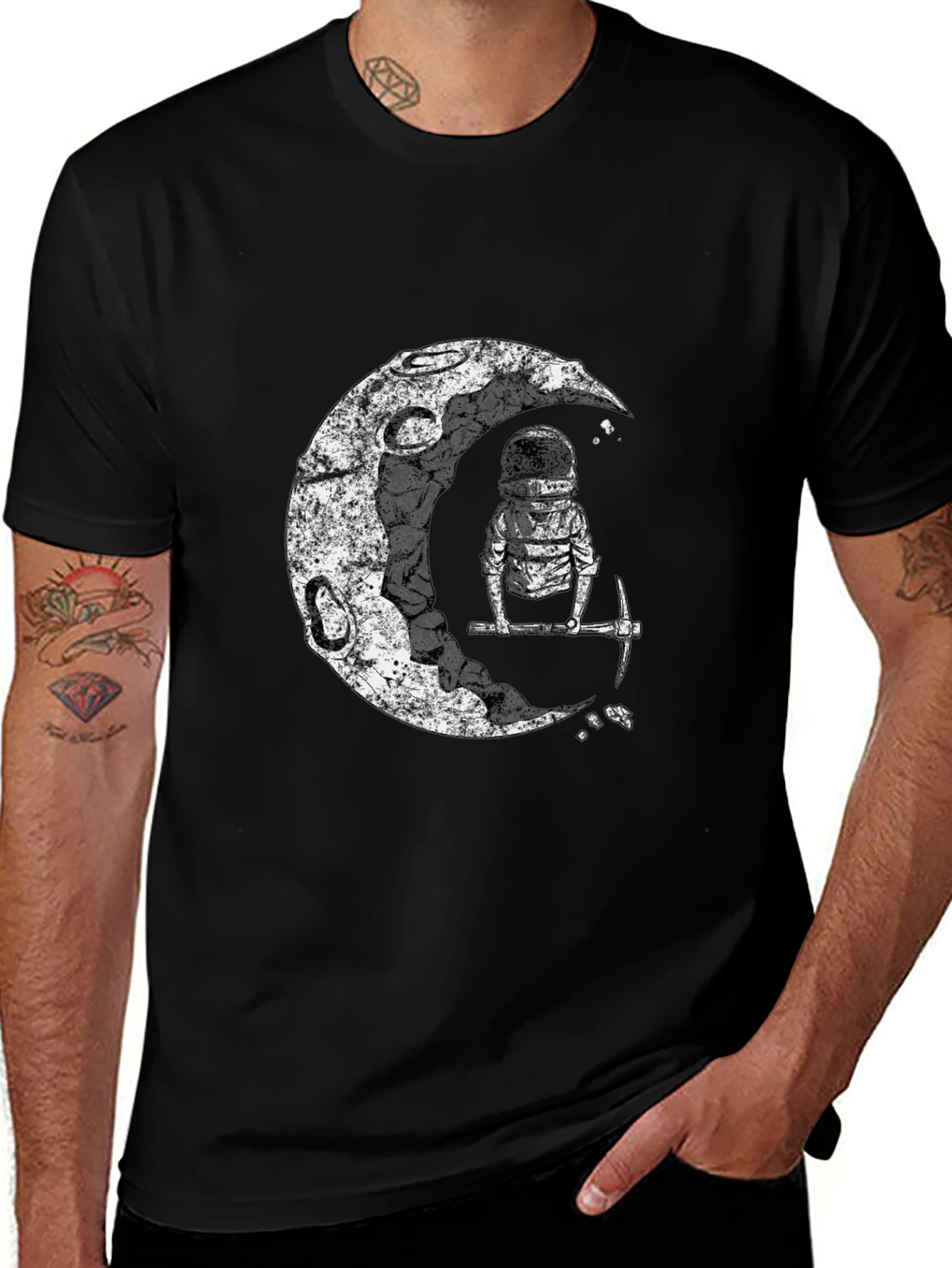 Astronaut Moon Miner Graphic Tee - Black