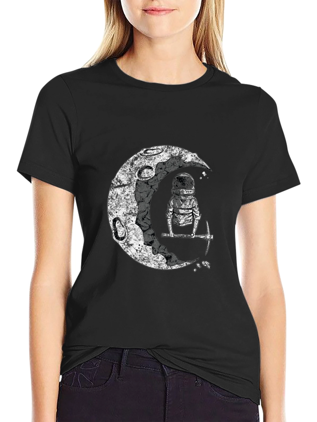 Astronaut Moon Miner Graphic Tee - Black