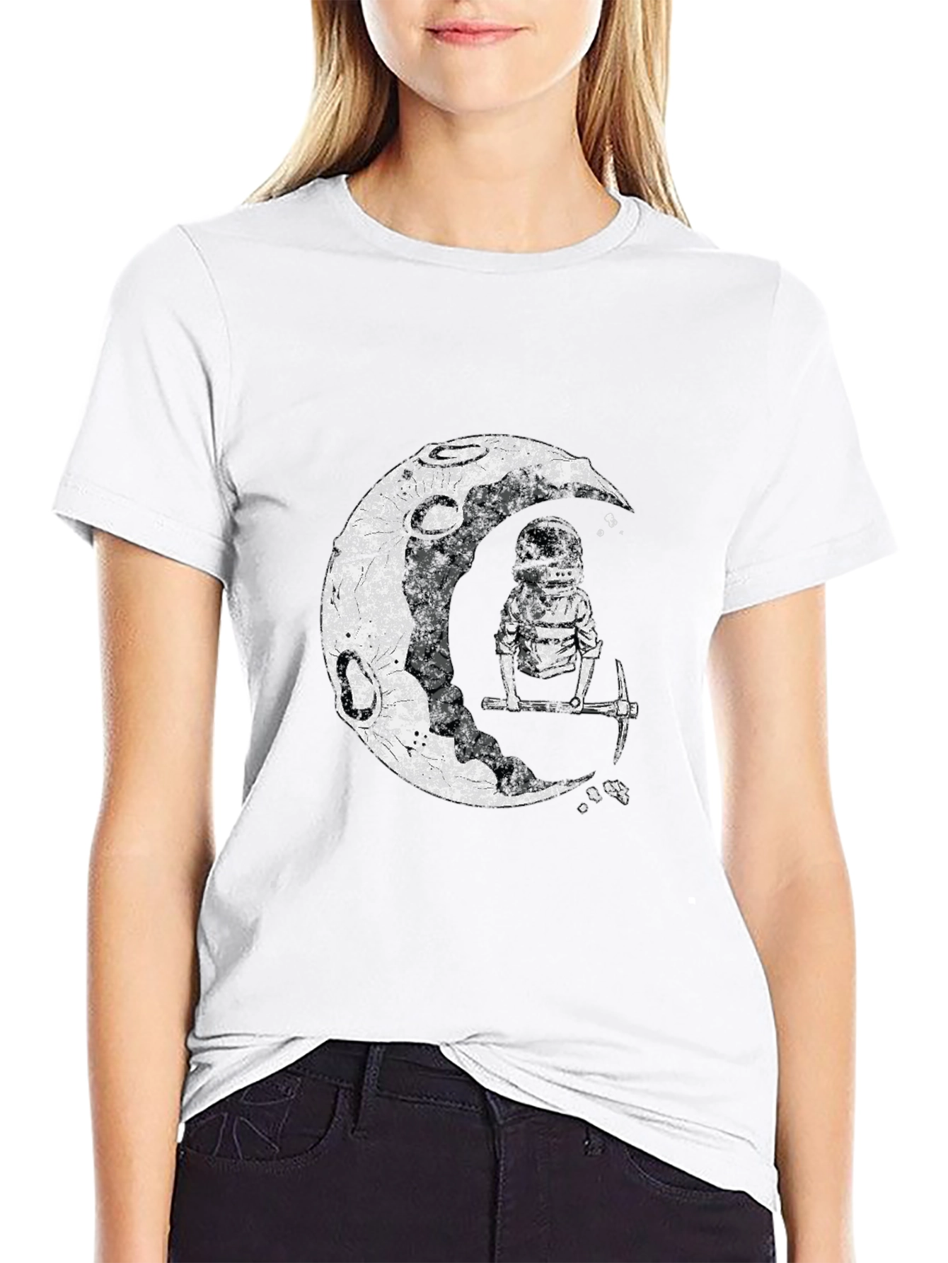 Astronaut Moon Miner Graphic Tee - Black