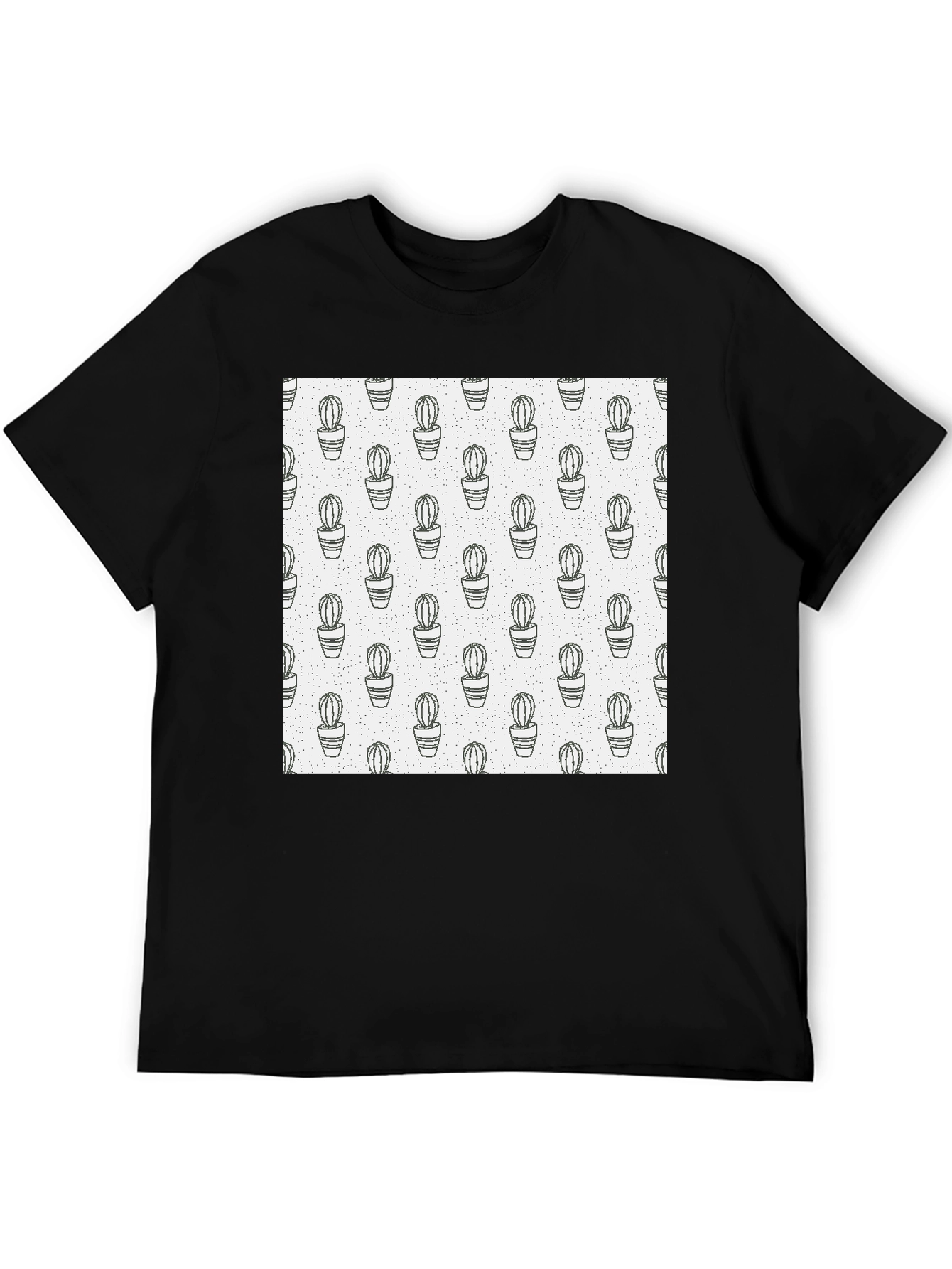 Cactus Print T-Shirt - Modern Black Tee