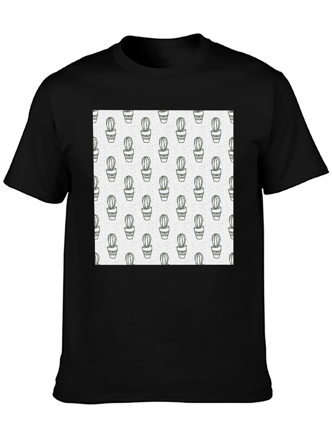 Cactus Print T-Shirt - Modern Black Tee