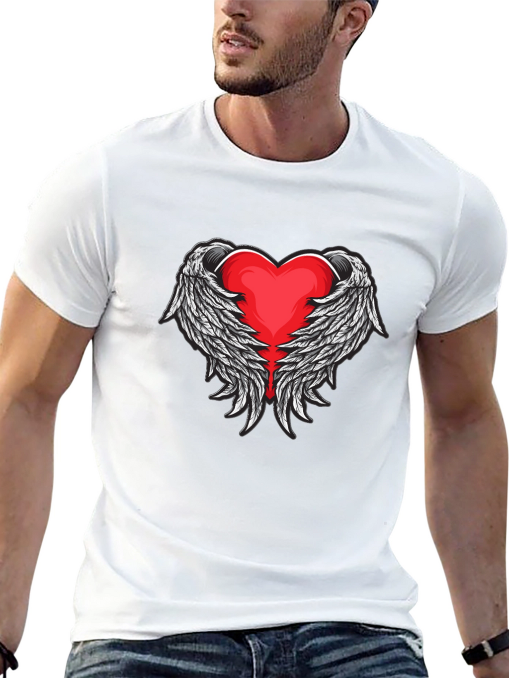 Heart Wings Graphic Black T-Shirt