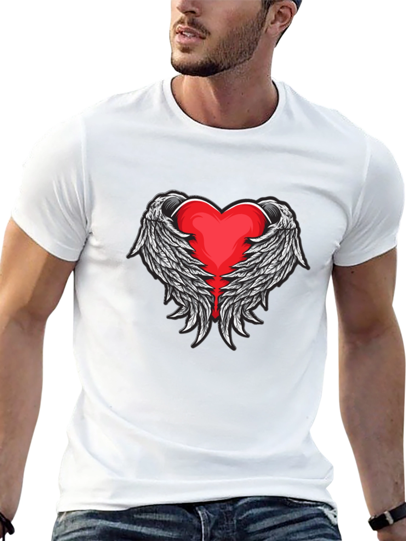 Heart Wings Graphic Black T-Shirt
