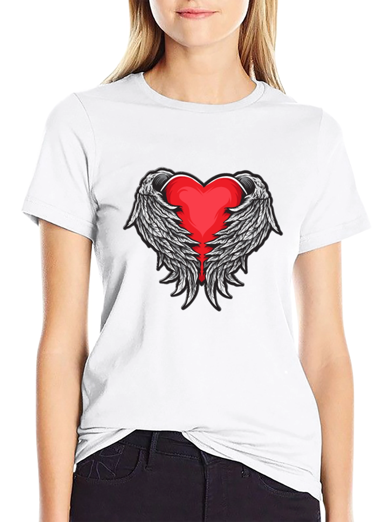 Heart Wings Graphic Black T-Shirt