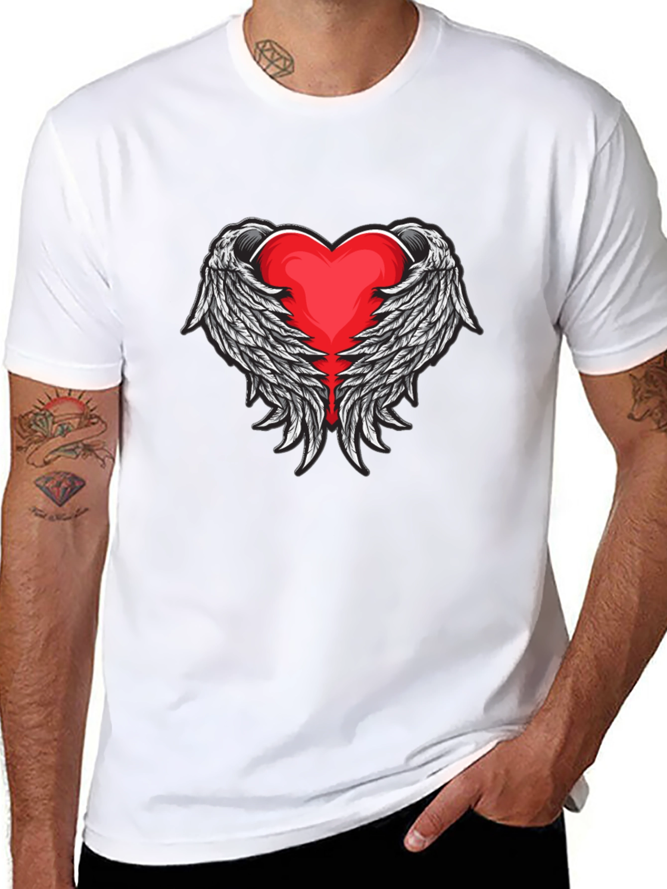 Heart Wings Graphic Black T-Shirt