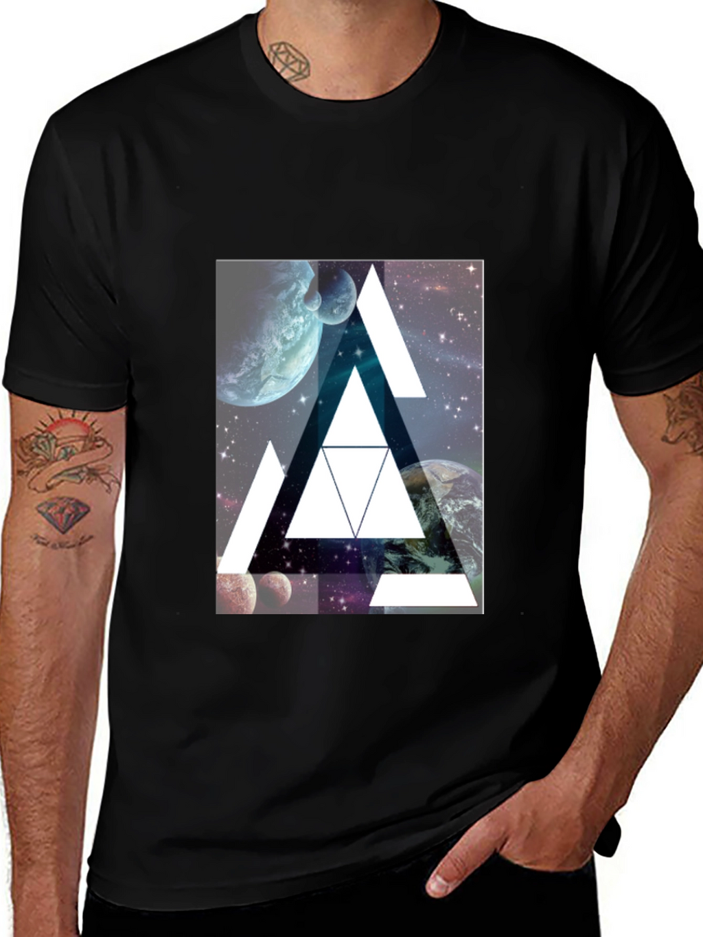 Cosmic Triangle Black T-Shirt