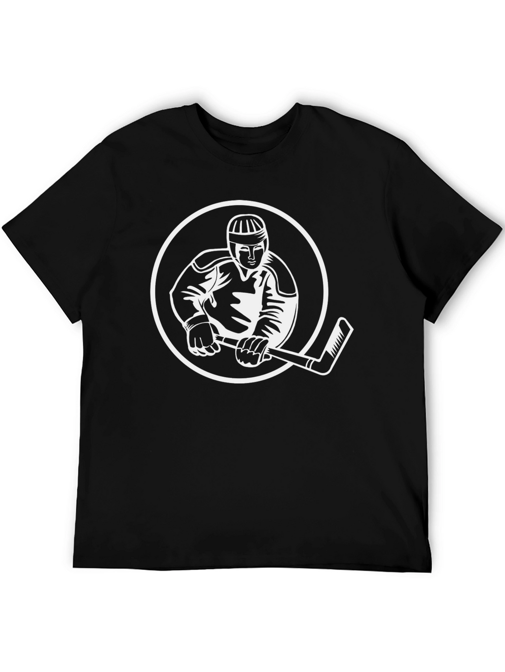 Hockey Player Graphic Tee - Sporty Black T-Shirt