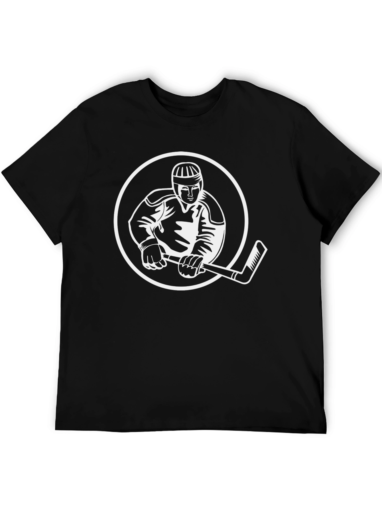 Hockey Player Graphic Tee - Sporty Black T-Shirt