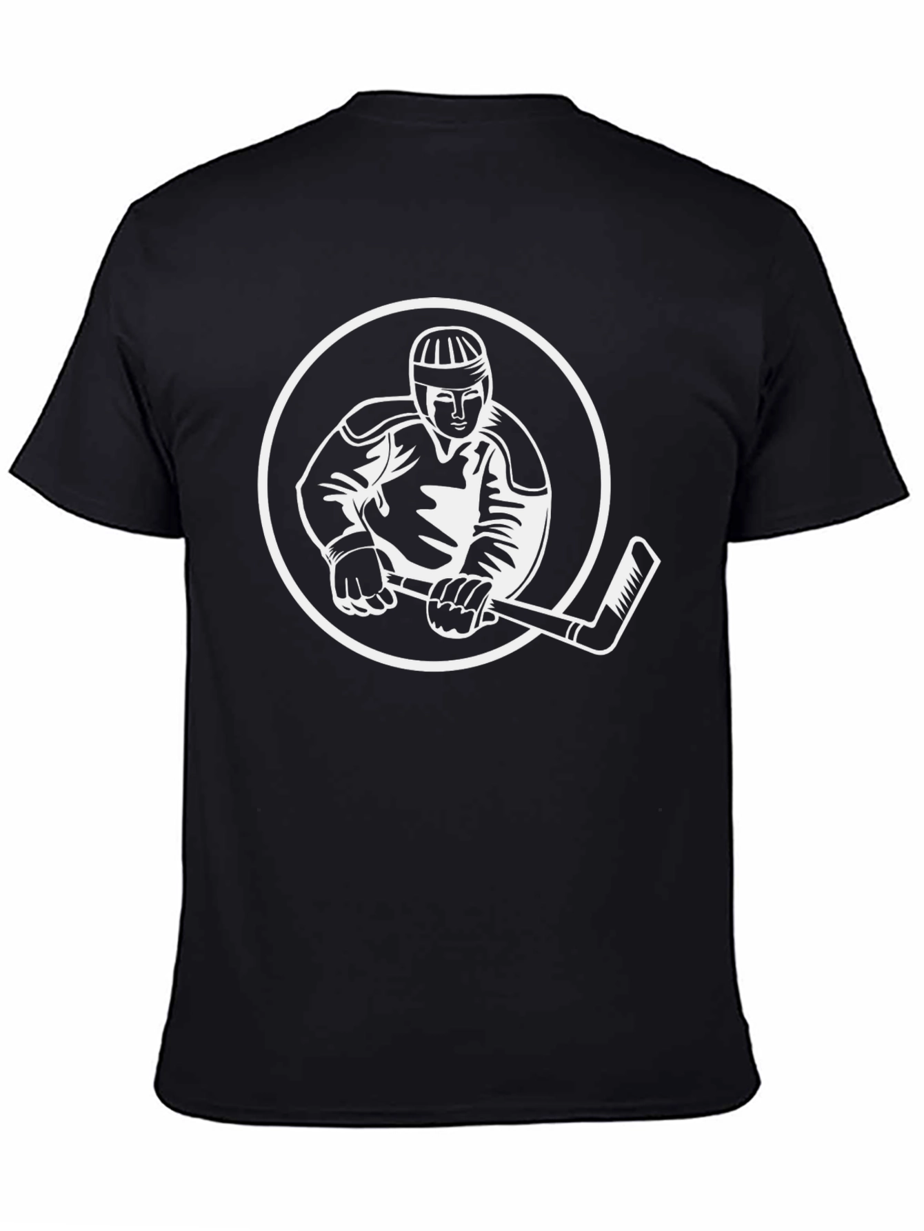 Hockey Player Graphic Tee - Sporty Black T-Shirt