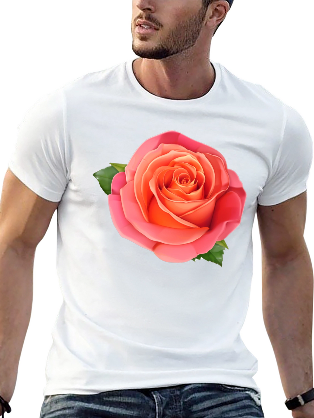 Rose Graphic Tee - Stylish Black Cotton T-Shirt