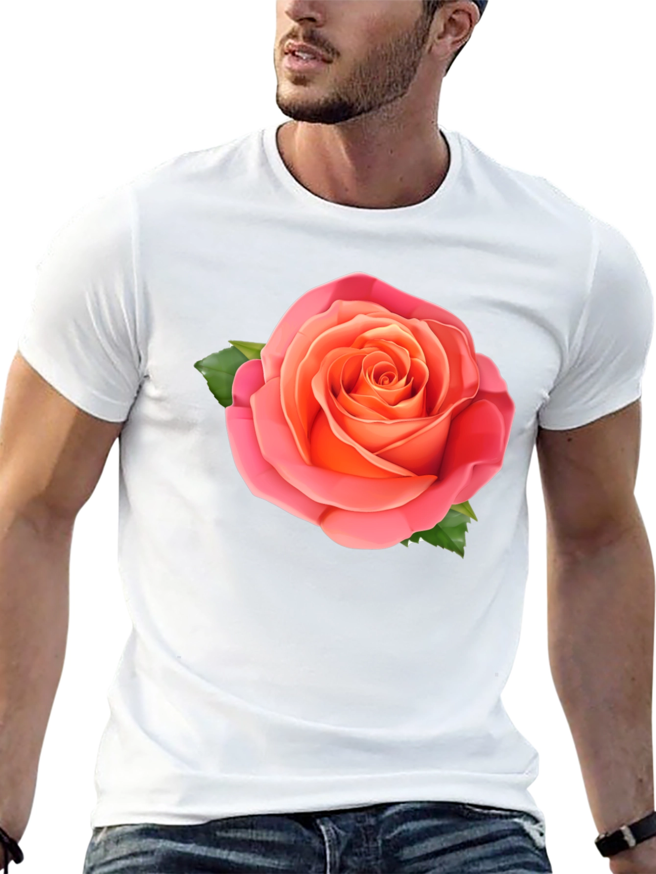 Rose Graphic Tee - Stylish Black Cotton T-Shirt