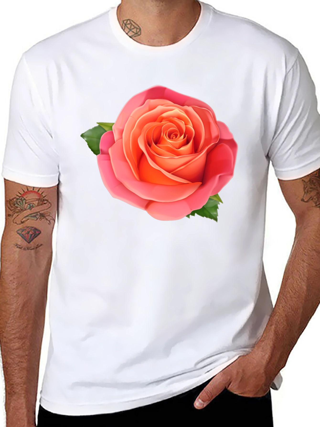 Rose Graphic Tee - Stylish Black Cotton T-Shirt