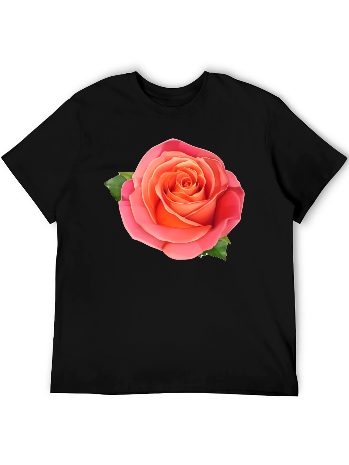Rose Graphic Tee - Stylish Black Cotton T-Shirt