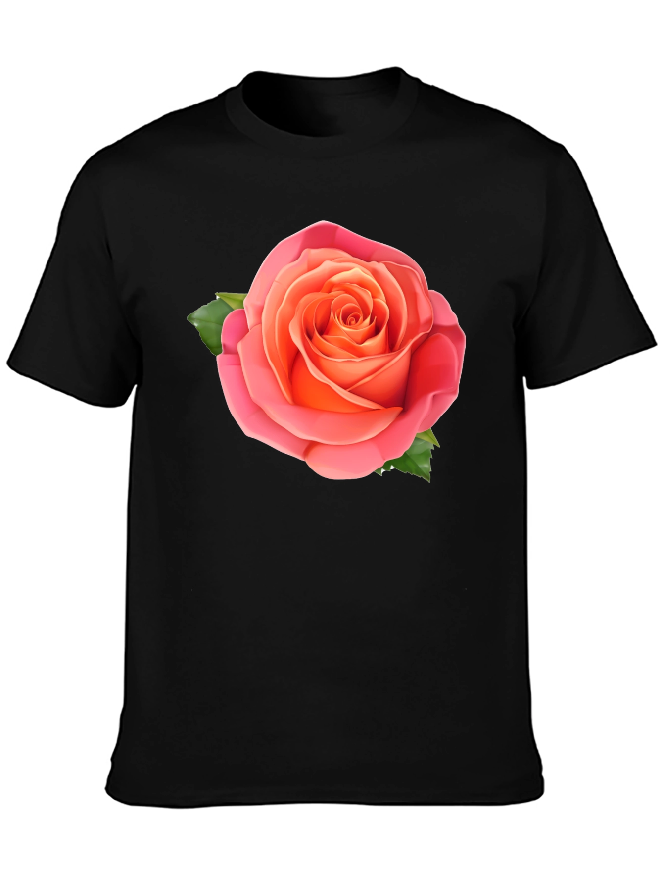 Rose Graphic Tee - Stylish Black Cotton T-Shirt