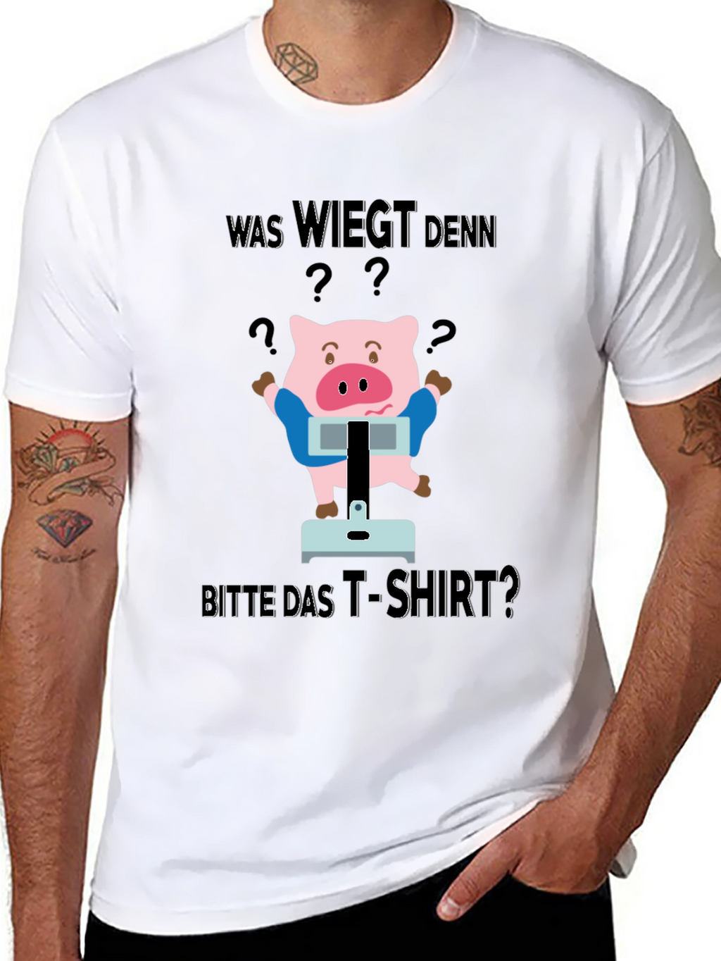 Funny Was Wiegt Pig Graphic T-Shirt