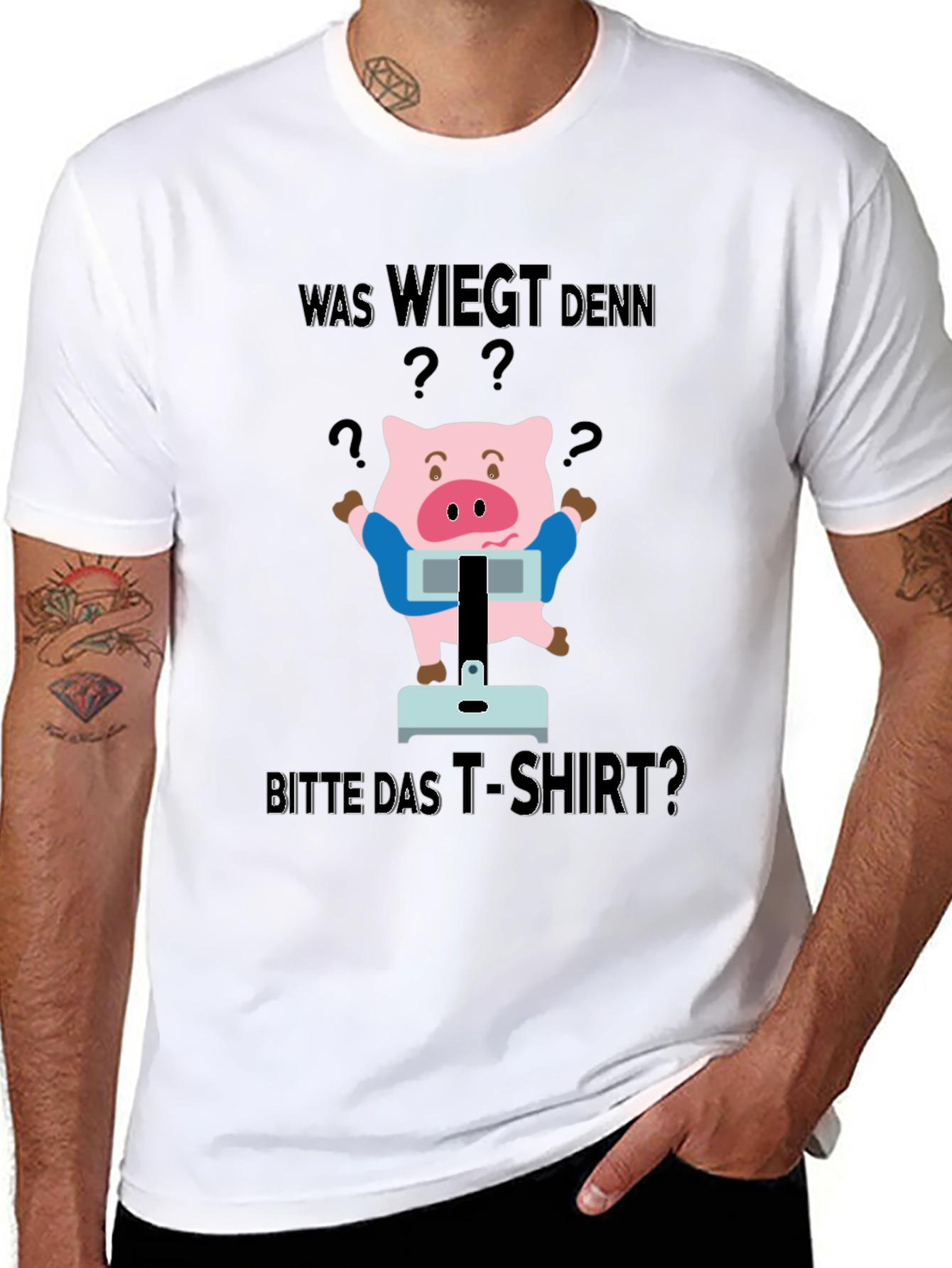 Funny Was Wiegt Pig Graphic T-Shirt
