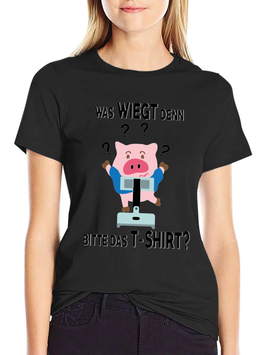 Funny Was Wiegt Pig Graphic T-Shirt