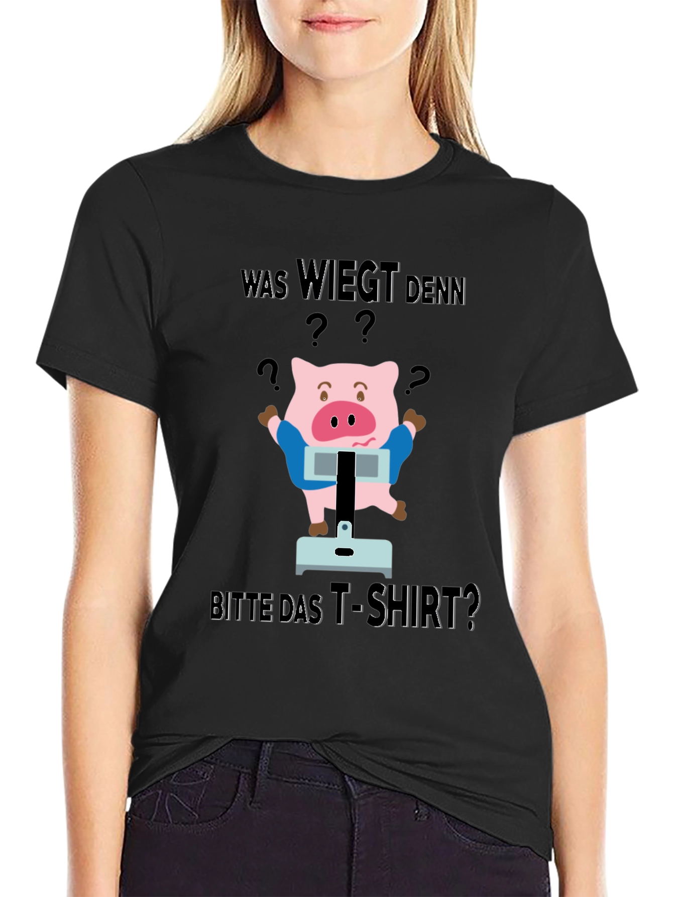 Funny Was Wiegt Pig Graphic T-Shirt