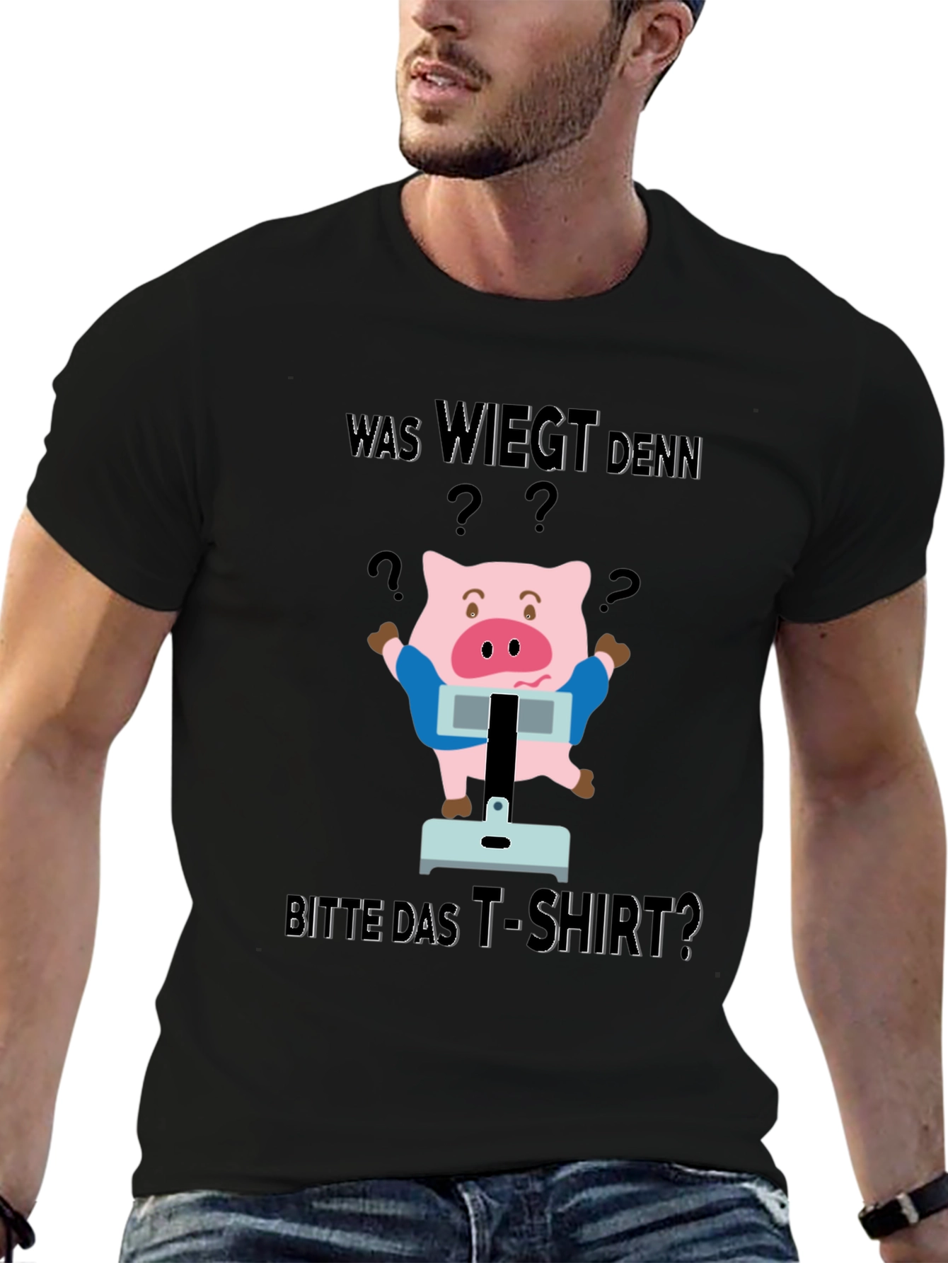 Funny Was Wiegt Pig Graphic T-Shirt