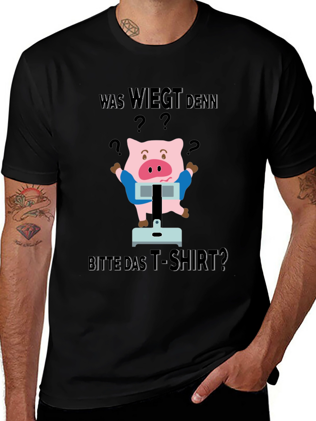 Funny Was Wiegt Pig Graphic T-Shirt