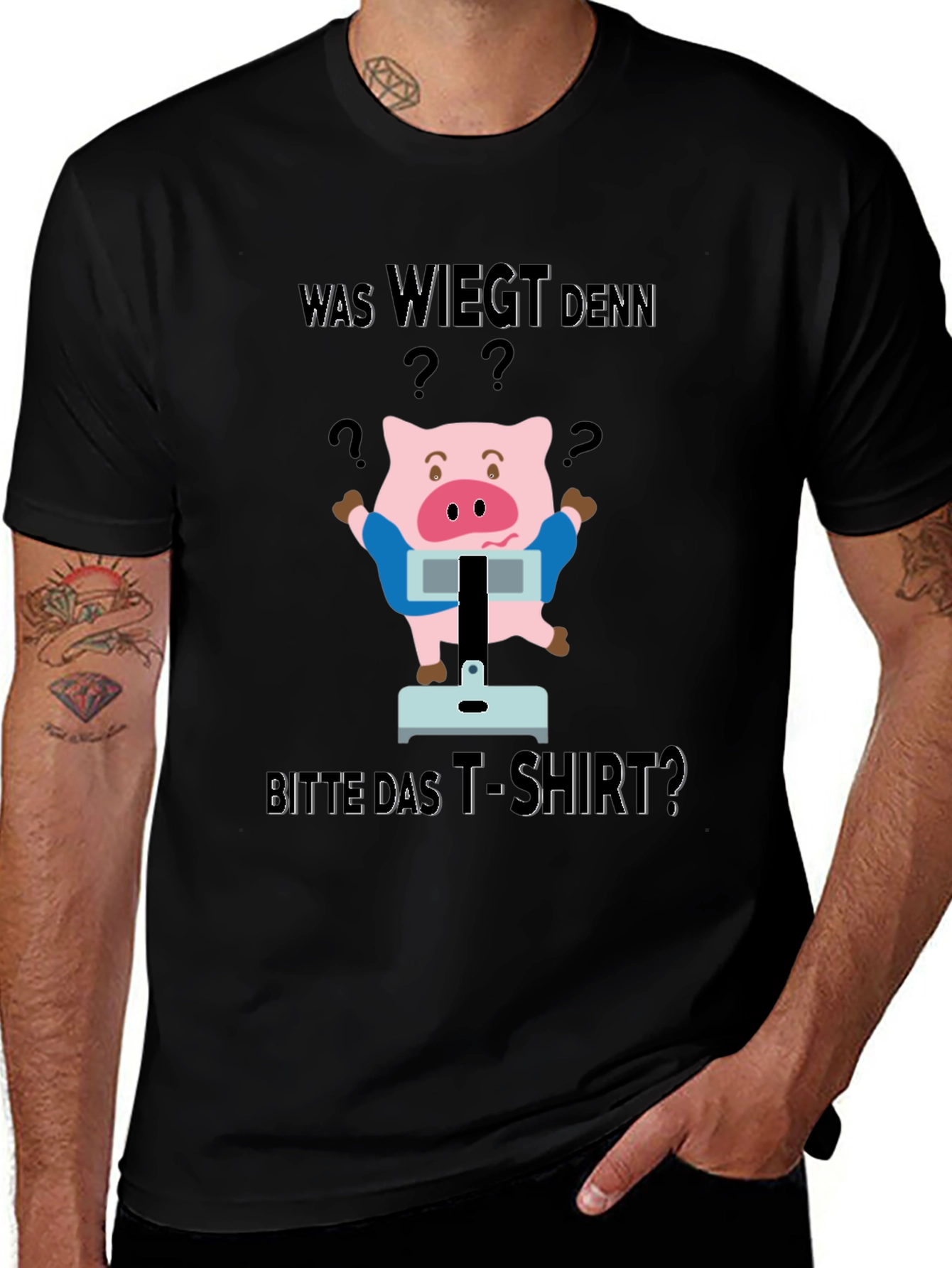 Funny Was Wiegt Pig Graphic T-Shirt