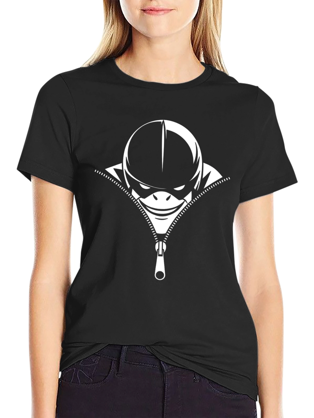 Unzipped Face Graphic Tee - Cool Design T-Shirt