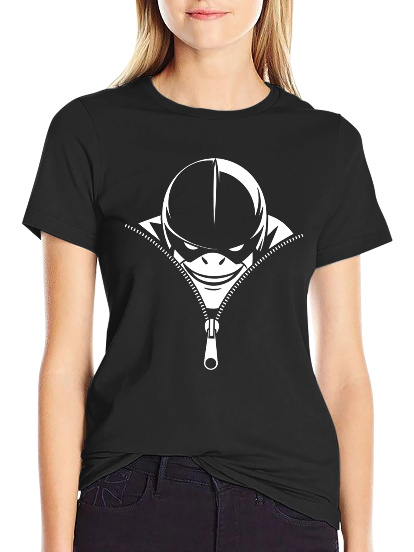 Unzipped Face Graphic Tee - Cool Design T-Shirt