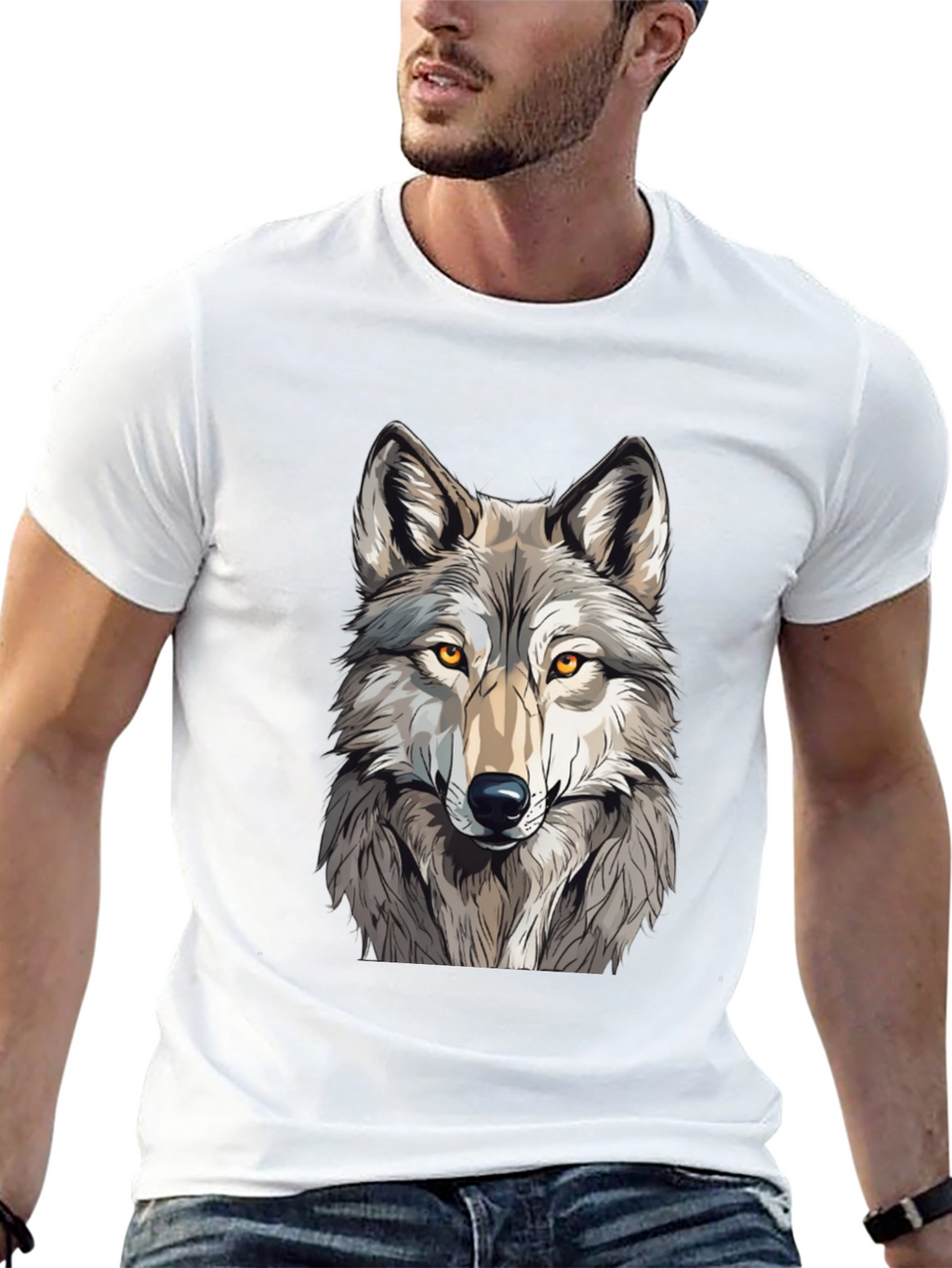 Wolf Graphic Print Black T-Shirt - Mens Fashion