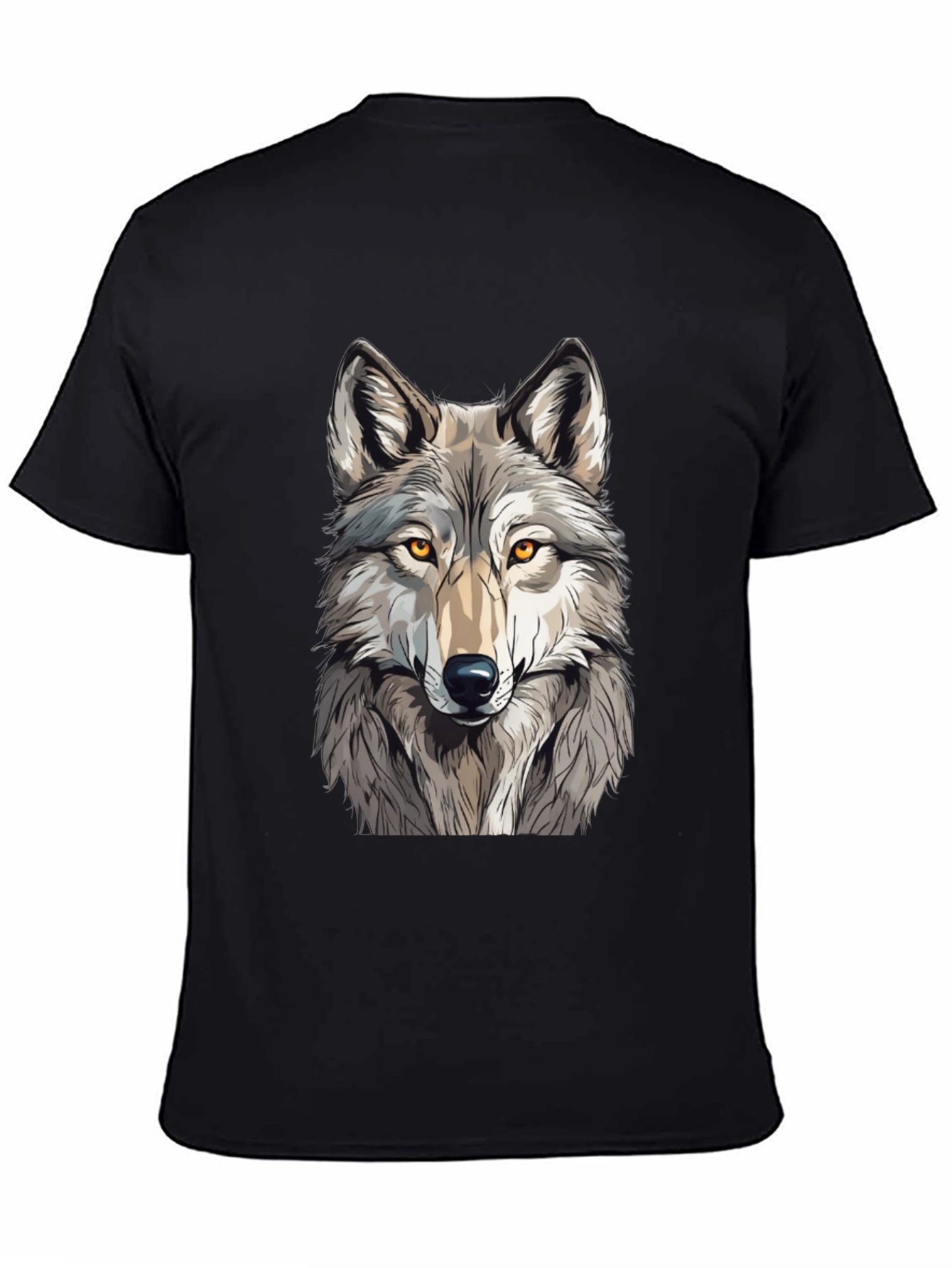 Wolf Graphic Print Black T-Shirt - Mens Fashion