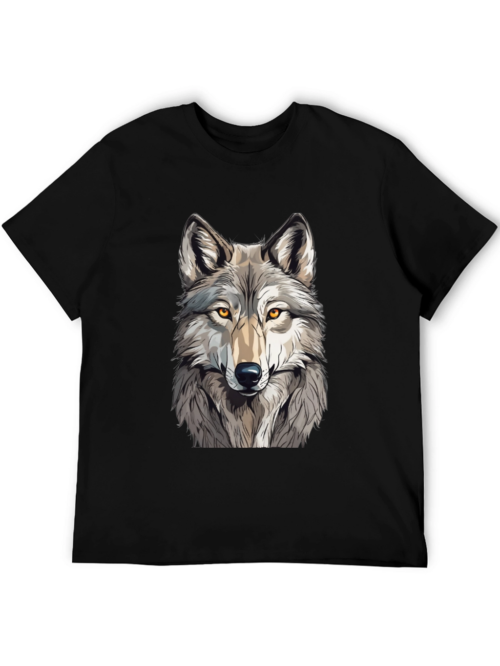Wolf Graphic Print Black T-Shirt - Mens Fashion